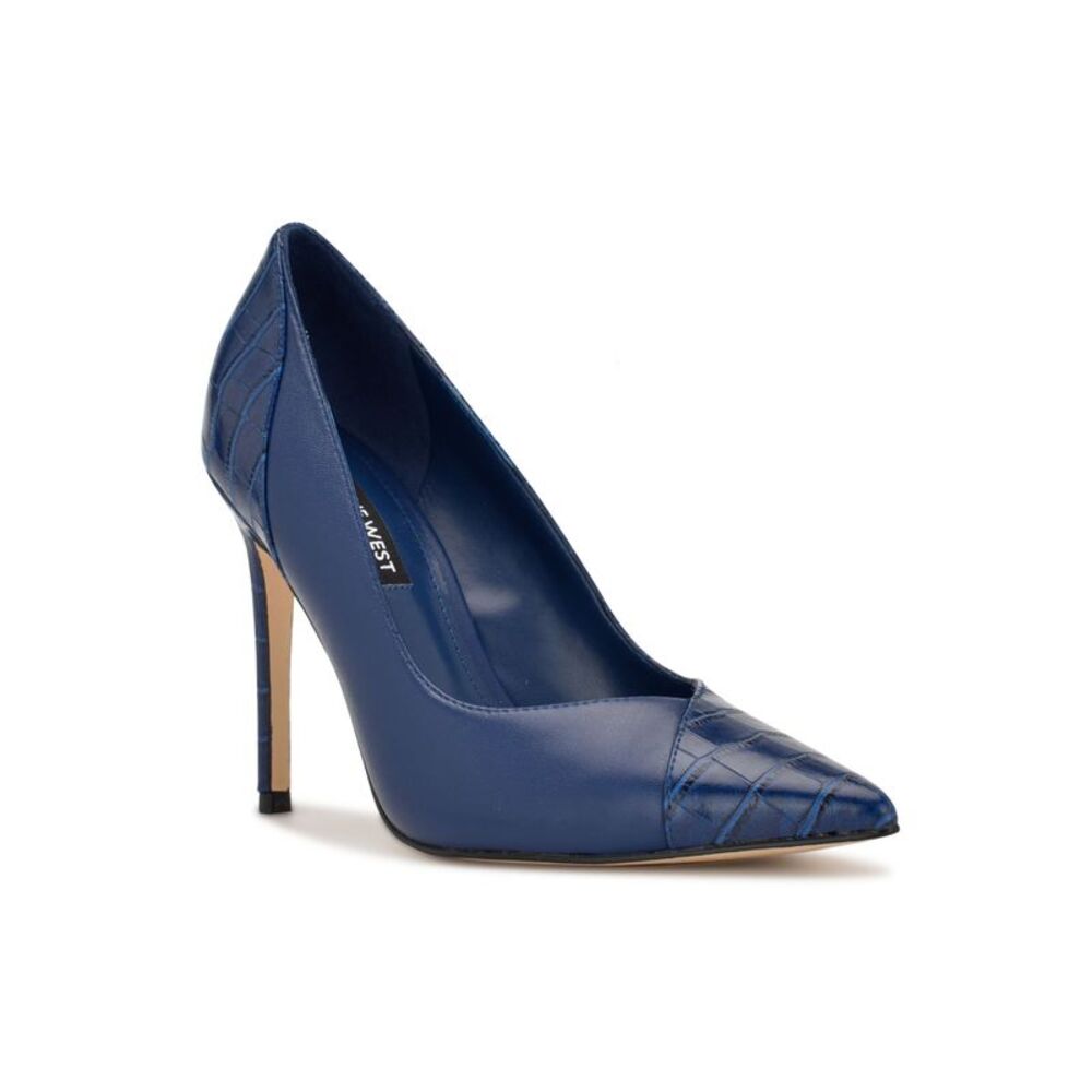 NINE WEST Womens Blue Croc Flava Toe Stiletto Slip On Pumps Shoes 12 M